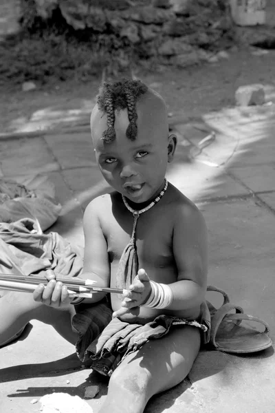 Swakopmund Namibia October 2014 Unidentified Child Fron Himba Tribe Living — стоковое фото