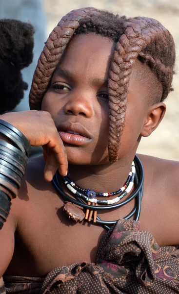 Khorixas Namibia Oktober 2014 Oidentifierat Barn Himba Stam Himba Ursprungsbefolkningar — Stockfoto