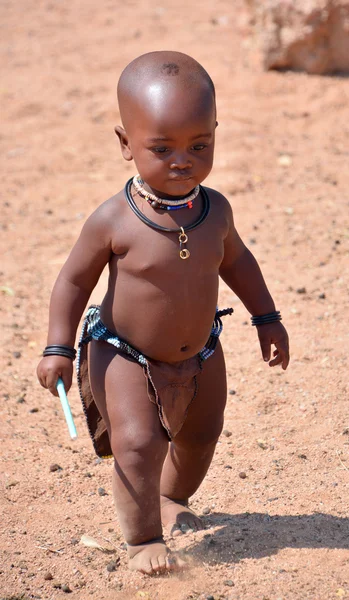 Khorixas Namíbia Outubro 2014 Criança Não Identificada Tribo Himba Himba — Fotografia de Stock