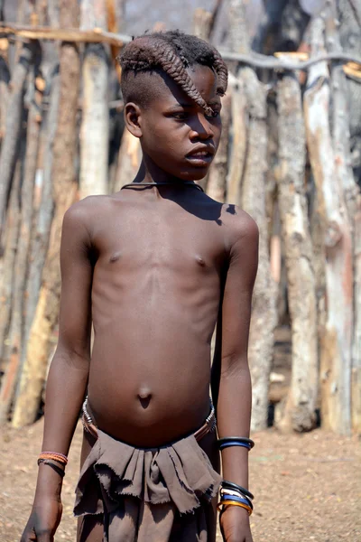 Khorixas Namibia Oktober 2014 Oidentifierat Barn Himba Stam Himba Ursprungsbefolkningar — Stockfoto