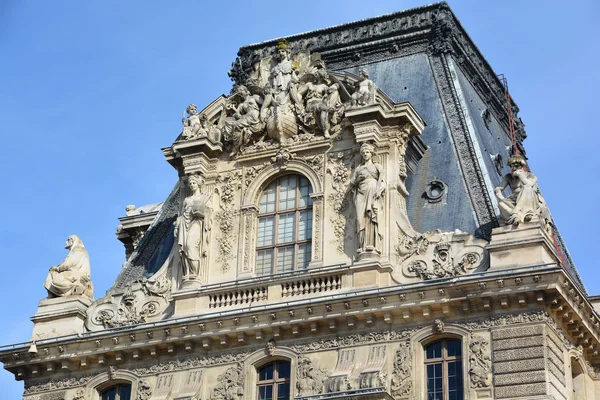 Paris Fransa Ekim Louvre Müzesi Nin Detayları Milyon Yıllık Ziyaretçiyle — Stok fotoğraf
