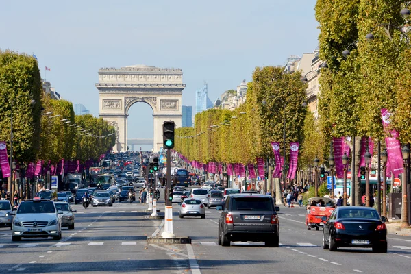 Paris France Oct 2014 Champs Elysees Triumphal Arch Etoile Most — 스톡 사진