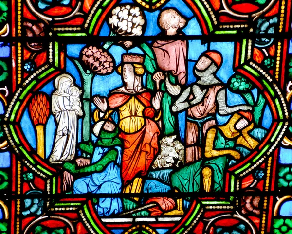 Paris France October Stained Glass Window Notre Dame Cathedral Paris — 스톡 사진