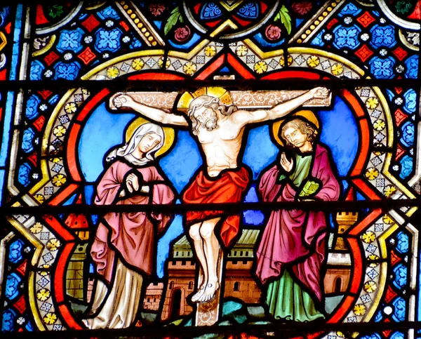 Paris France October Stained Glass Window Notre Dame Cathedral Paris — 스톡 사진