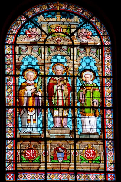 法国巴黎 10月19日 圣罗奇教堂玻璃窗 Stained Glass Window 是位于法国巴黎的一座巴洛克晚期教堂 于2014年10月19日在巴黎举行 — 图库照片