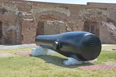 CHARLESTON SC 06 25 2016: Canon Fort Sumter is a sea fort in Charleston notable for 2 battles of the American Civil War. was one of a number of many special forts planned after the War of 1812