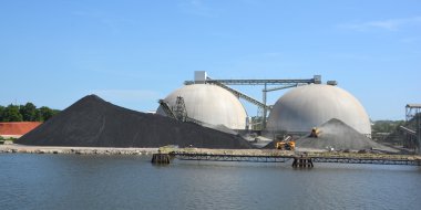 SAVANNAH GEORGIA USA JUNE 27 2016:  Port of Savannah is a major U. S. seaport. Its facilities for oceangoing vessels line both sides of the Savannah River 18 miles (29 km) from the Atlantic Ocean