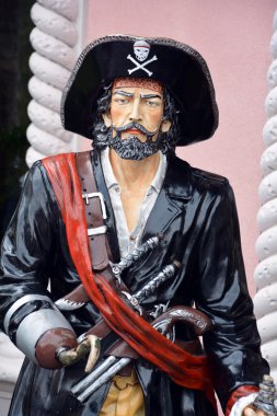 MYRTLE BEACH SOUTH CAROLINA JUNE 29 2016: Pirate statue in front Myrtle Beach store Broadway at the Beach, home to some of the most popular attractions in Myrtle Beach.