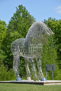 BROMONT QUEBEC CANADA MAY 28 2016: By Mathieu Isabelle new statue in Bromont. The home of the Parc equestre Olympique de Bromont, equestrian olympic park.