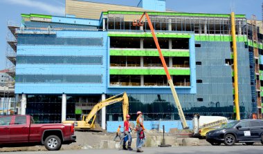 MONTREAL CANADA AUGUST 18Under construction new, McGill University Health Centre (MUHC) and shriners hospital a network of teaching and community hospitals on august 18 2014 in Montreal, Quebec Canada