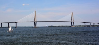CHARLESTON SC USA JUNE 26 2916: Arthur Ravenel Jr. Bridge is a cable-stayed bridge over the Cooper River in South Carolina, connecting downtown Charleston to Mount Pleasant. 