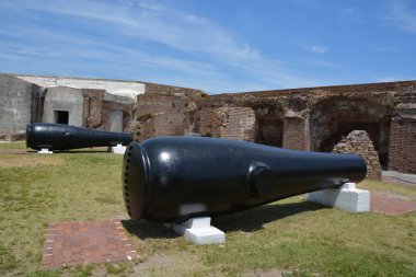CHARLESTON SC 06 25 2016: Canon Fort Sumter is a sea fort in Charleston notable for 2 battles of the American Civil War. was one of a number of many special forts planned after the War of 1812