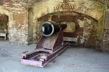 CHARLESTON SC 06 25 2016: Canon Fort Sumter is a sea fort in Charleston notable for 2 battles of the American Civil War. was one of a number of many special forts planned after the War of 1812