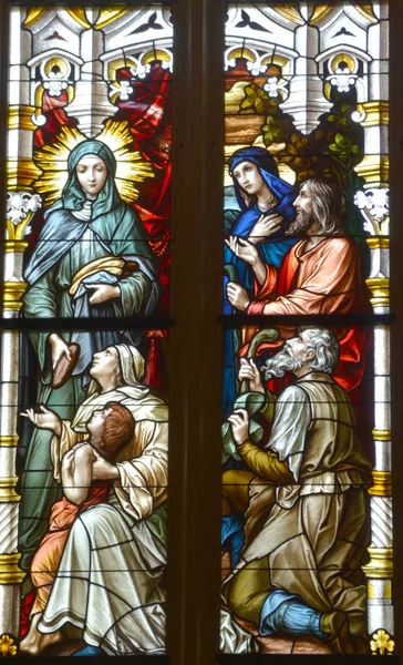Savannah Georgia Június 2016 Stained Glass Window Cathedral John Baptist — Stock Fotó