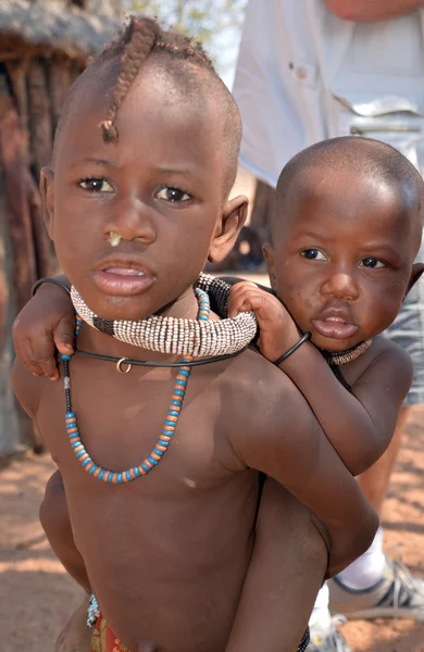 Khorixas Namibia Oktober 2014 Oidentifierat Barn Himba Stam Himba Ursprungsbefolkningar — Stockfoto