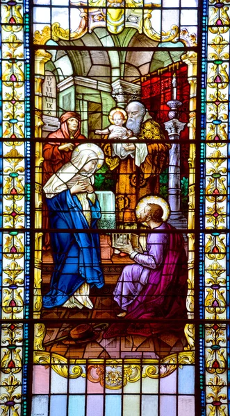 Quebec City Canada Sept 2014 Stained Glass Window Notre Dame — Stock Photo, Image