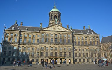 AMSTERDAM NETHERLANDS OCTOBER 03 2015: The Royal Palace in Amsterdam is one of three palaces in the Netherlands which are at the disposal of the monarch by Act of Parliament.