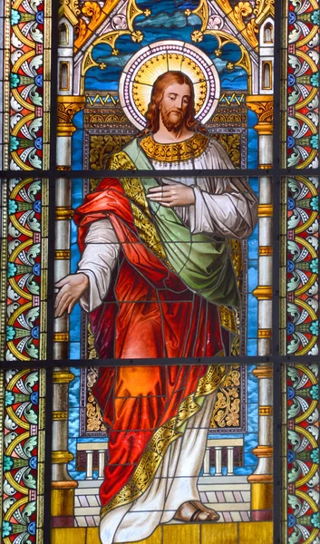 Παρίσι Γαλλία Οκτωβρίου Βιτρό Παράθυρο Στην Εκκλησία Του Αγίου Merri — Φωτογραφία Αρχείου