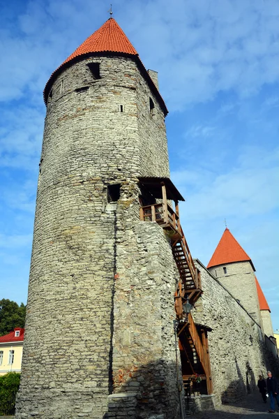 Tallinn, Estonya - 18 Eylül 2015: Tallinn, Estonya 'daki Toompea Kalesi (Domberg) veya Katedral Tepesi Kulesi. Unesco Dünya Mirası sitesinin bir parçası.