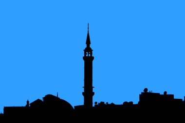 Ürdün, Amman 'da bir caminin silueti