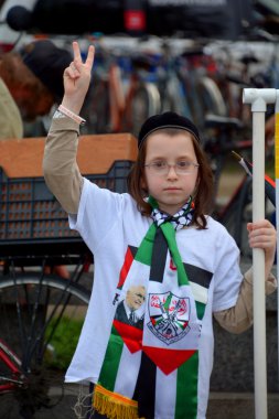 MONTREAL CANADA AUGUST 21:Unidentified people form jewish Hasidic Orthodox Judaism, participating in a rally to condemn the Israel occupation an bombing on Gaza On 08 21 2014 in Montreal Quebec Canada