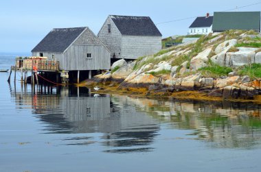 Peggy 's Cove Nova Scotia 6 Haziran: Peggy' s Cove 'daki tipik balıkçı kulübesi 6 Haziran 2014 tarihinde Nova Scotia' daki St. Margarets Körfezi 'nin doğu kıyısında yer alan küçük bir kırsal topluluk..