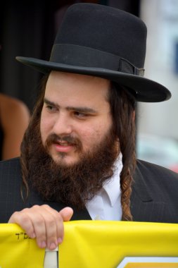 MONTREAL CANADA AUGUST 21:Unidentified people form jewish Hasidic Orthodox Judaism, participating in a rally to condemn the Israel occupation an bombing on Gaza On 08 21 2014 in Montreal Quebec Canada