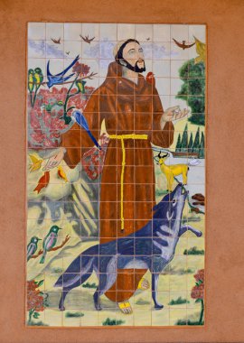 Tucson Az 24 Nisan: Saint Augustine 'in Fresco Saint Francis d' assisi Katedrali 23 Nisan 2014 tarihinde Tucson Az Usa Saint Augustine Katedrali 'nde, Tucson Katolik Kilisesi' nin ana kilisesidir.