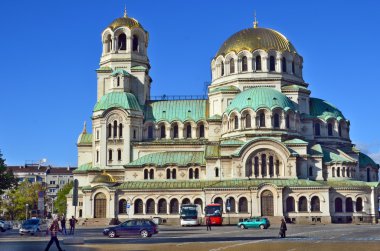 SOFIA BULGARIA SEPTEMBER 28 The St. Alexander Nevsky Katedrali, 28 Eylül 2013 tarihinde Sofya 'da Bulgaristan' ın başkenti Sofya 'daki bir Bulgar Ortodoks katedrali.