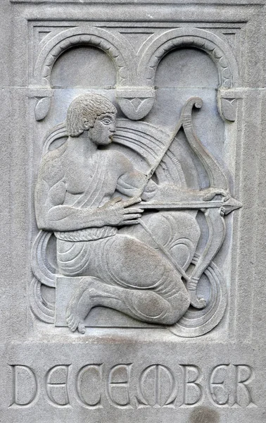 New York Usa Oktober Bas Relief Steenbok Het Tiende Astrologische — Stockfoto