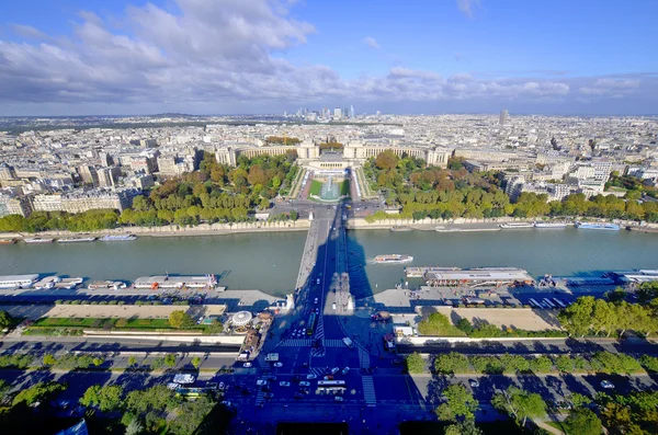 Bird Eye View Van Eiffeltoren Schaduw Trocadero Plaats Stad Parijs — Stockfoto
