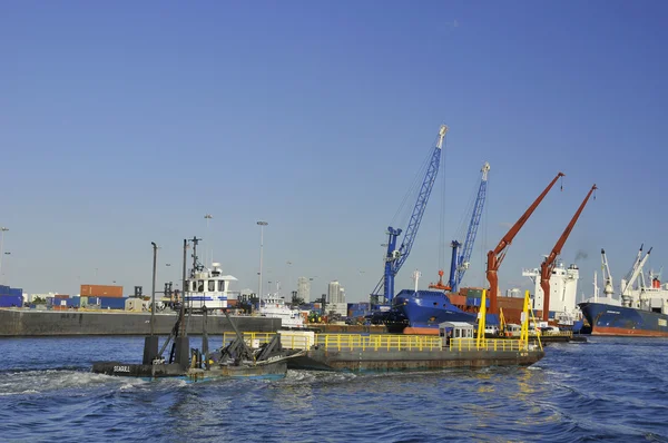 Miami Florida Eua Outubro Barco Carga Espera Por Contêineres Carga — Fotografia de Stock