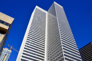 Montreal Quebec Kanada 17 Mart 2013 'te Montreal Kanada' da Place ville Marie binası. 1 Place Ville Marie. 47 katlı, haçlı bir ofis kulesi. 1962 'de Uluslararası stilde inşa edilmiş..