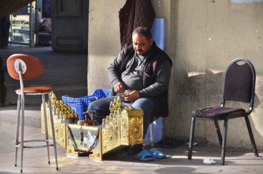 ISTANBUL TURKEY SEPTEMBER 28: man seller on the street in Istanbul