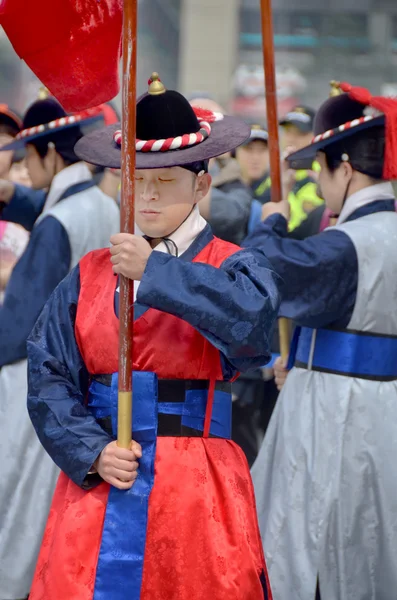 Seoul Corée Avril Participant Cérémonie Relève Garde Royale Palais Deoksugung — Photo