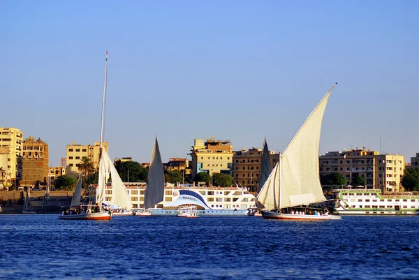 Aswan Egypt Nov Felucca Sails Nile River Aswan Egypt Nov — Stock Photo, Image