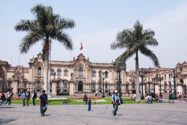 Lima Peru 24 Kasım: Peru 'nun başkenti Lima, Peru' da bulunan Plaza de Armas 'taki hükümet sarayıdır. Lima Tarihi Merkezi 'nde yer almaktadır..