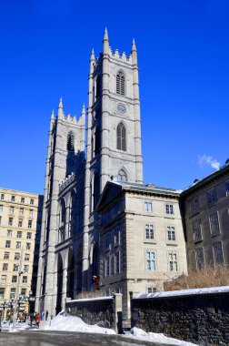 Montreal Kanada 16 Şubat: Notre-Dame Basilica (Fransızca: Basilique Notre-Dame de Montreal), Kanada 'nın Montreal şehrinde 16 Şubat 2014 tarihinde kurulmuş olan bir bazilika.