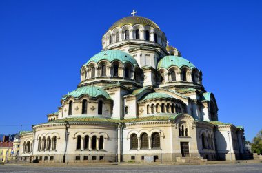 SOFIA BULGARIA SEPTEMBER 28 The St. Alexander Nevsky Katedrali, 28 Eylül 2013 tarihinde Sofya 'da Bulgaristan' ın başkenti Sofya 'daki bir Bulgar Ortodoks katedrali.