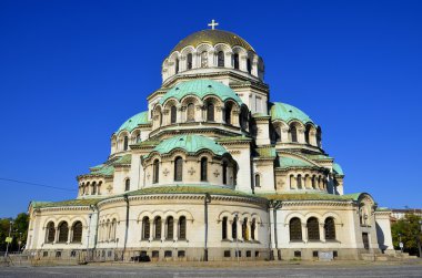 SOFIA BULGARIA SEPTEMBER 28 The St. Alexander Nevsky Katedrali, 28 Eylül 2013 tarihinde Sofya 'da Bulgaristan' ın başkenti Sofya 'daki bir Bulgar Ortodoks katedrali.