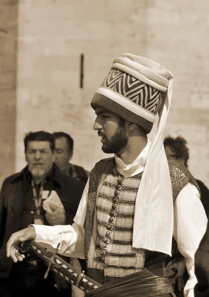 Istanbul Turkey Oktober Man Verkleed Als Ottomaan Voor Het Sint — Stockfoto