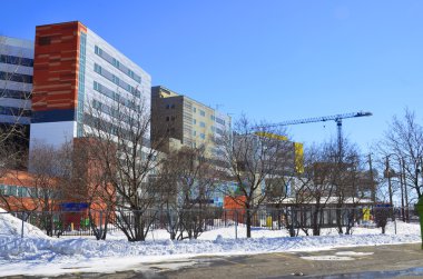 MONTREAL CANADA MARCH 22:Under construction new, McGill University Health Centre (MUHC) is a network of teaching and community hospitals on march 22 2014 in Montreal, Quebec, Canada