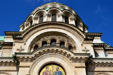 SOFIA BULGARIA SEPTEMBER 28 The St. Alexander Nevsky Katedrali, 28 Eylül 2013 tarihinde Sofya 'da Bulgaristan' ın başkenti Sofya 'daki bir Bulgar Ortodoks katedrali.