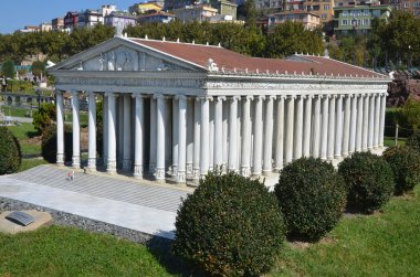 ISTANBUL TURKEY OCTOBER 6:Temple of Artemis of Ephesus at  Miniaturk is a miniature park situated on Golden Horn in Istanbul, Turkey. It is one of the world's largest miniature parks on oct, 6 2013.