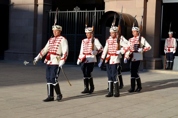 Сентября Почетная Гвардия Перед Зданием Президентства Болгарской Республики Сентября 2013 — стоковое фото