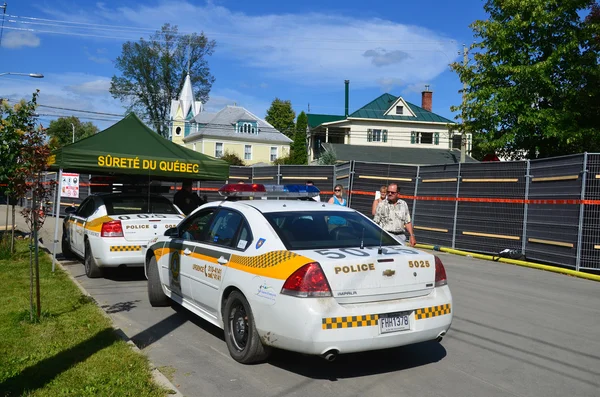 LAC MEGANTIC CANADA JULY 14: Police security after the wost train disaster in the canadian history on july 14 2013 in Lac Megantic Canada. 50 people was killed in this humanitarian disaster.