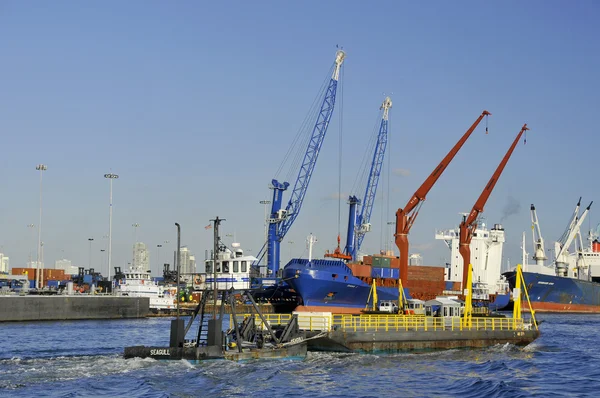 Miami Florida Usa October Cargo Boat Wait Load Containers October — стоковое фото