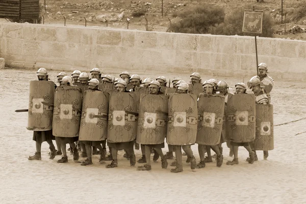 Jerash November Йорданські Чоловіки Одягаються Римські Солдати Під Час Показу — стокове фото