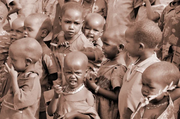 Amboseli Kenia Oct Jóvenes Niños Africanos Identificados Tribu Masai Que — Foto de Stock