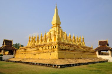 Budizm Altın Pagoda Wat Pha-That Luang Vientian, Laos 'taki Thatluang Tapınağında